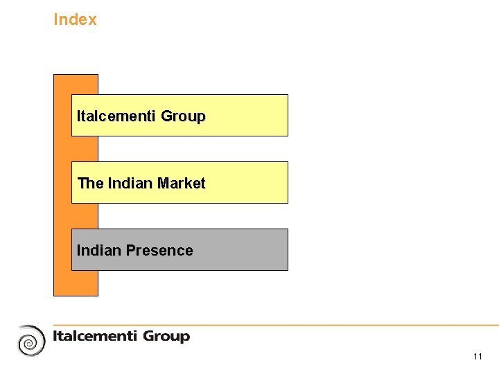Index Italcementi Group The Indian Market Indian Presence 11 