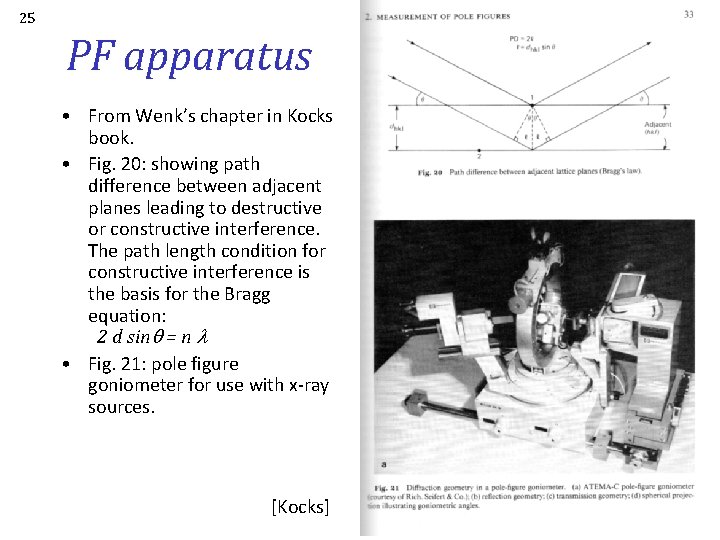 25 PF apparatus • From Wenk’s chapter in Kocks book. • Fig. 20: showing