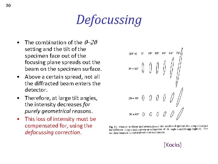 30 Defocussing • The combination of the -2 setting and the tilt of the