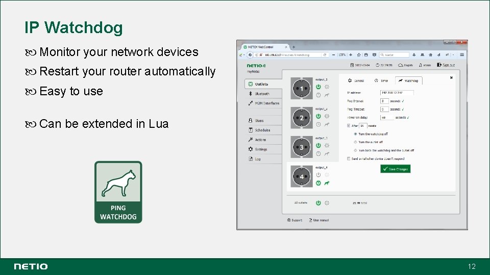 IP Watchdog Monitor your network devices Restart your router automatically Easy to use Can