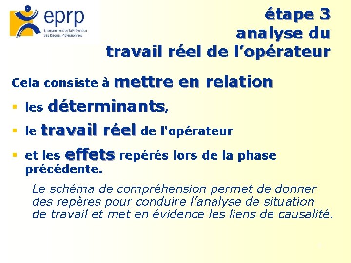 étape 3 analyse du travail réel de l’opérateur Cela consiste à § les §