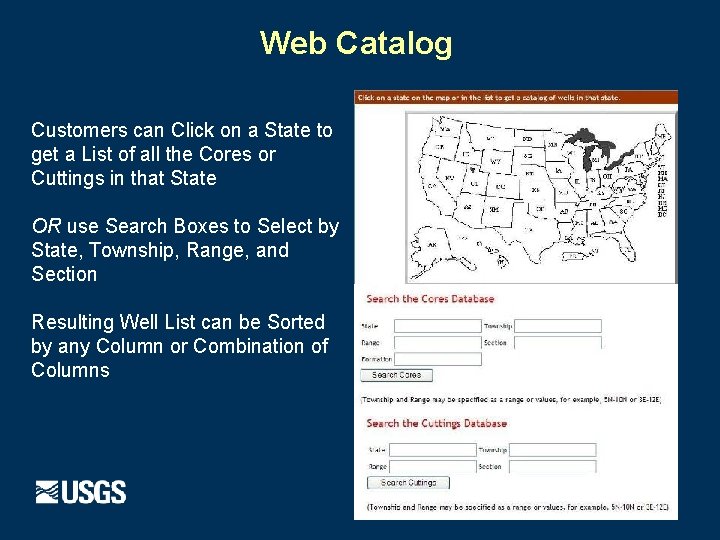 Web Catalog Customers can Click on a State to get a List of all