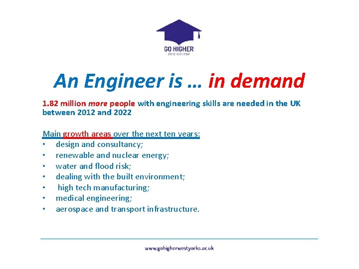 An Engineer is … in demand 1. 82 million more people with engineering skills
