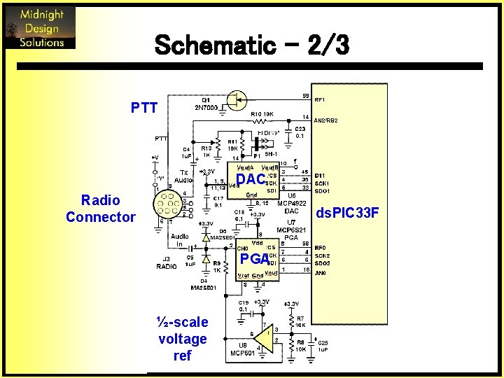 Schematic - 2/3 PTT DAC Radio Connector ds. PIC 33 F PGA ½-scale voltage