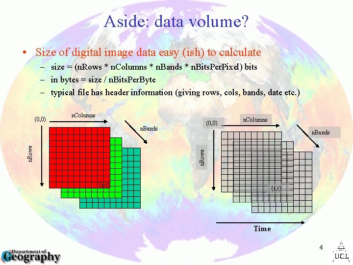 Aside: data volume? • Size of digital image data easy (ish) to calculate –