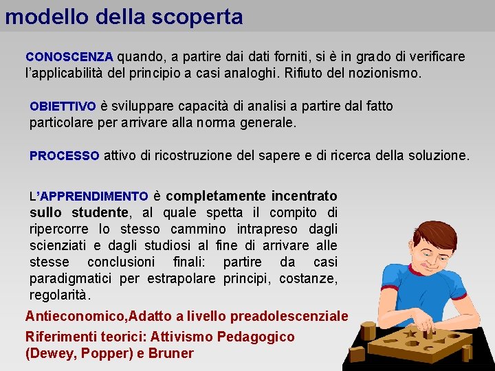 modello della scoperta CONOSCENZA quando, a partire dai dati forniti, si è in grado