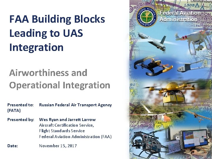 FAA Building Blocks Leading to UAS Integration Airworthiness and Operational Integration Presented to: (FATA)