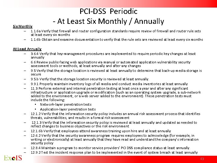 PCI-DSS Periodic - At Least Six Monthly / Annually Six Monthly – 1. 1. PCI-DSS Periodic - At Least Six Monthly / Annually Six Monthly – 1. 1.