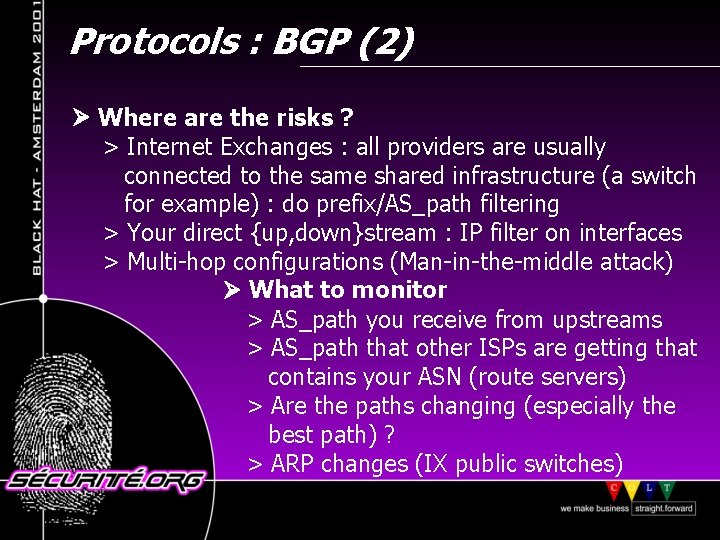 Protocols : BGP (2) Where are the risks ? > Internet Exchanges : all