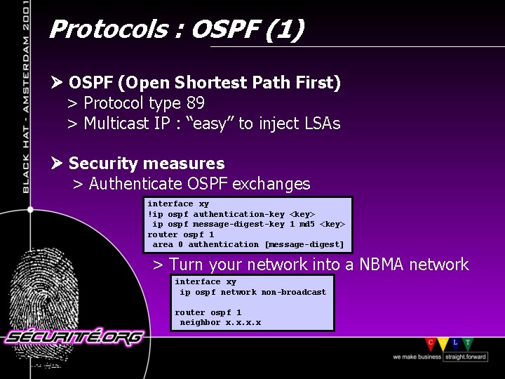 Protocols : OSPF (1) OSPF (Open Shortest Path First) > Protocol type 89 >