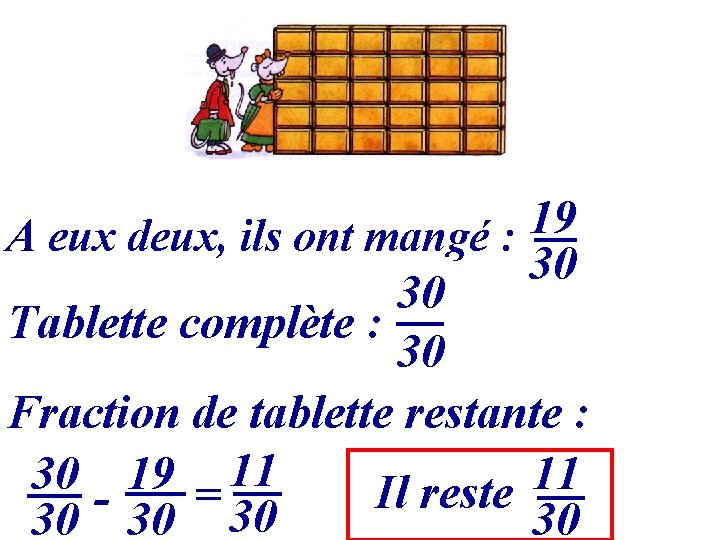 19 A eux deux, ils ont mangé : 30. . . 30 Tablette complète