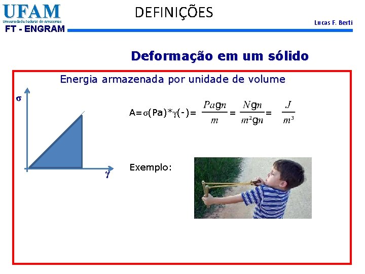 UFAM DEFINIÇÕES Universidade Federal do Amazonas Lucas F. Berti FT - ENGRAM Deformação em