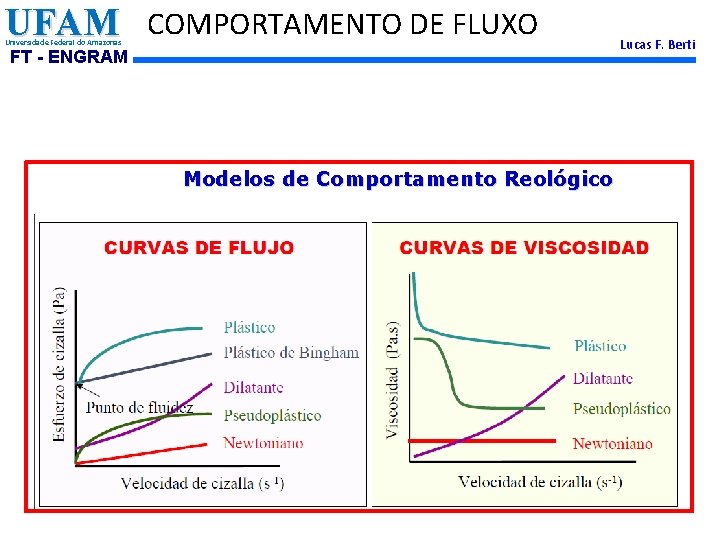 UFAM COMPORTAMENTO DE FLUXO Universidade Federal do Amazonas FT - ENGRAM Modelos de Comportamento