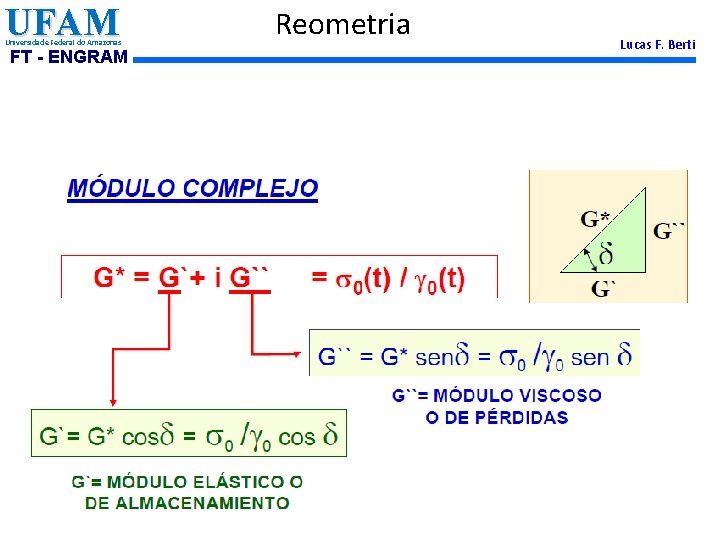 UFAM Universidade Federal do Amazonas FT - ENGRAM Reometria Lucas F. Berti 