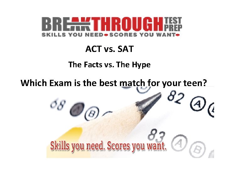 ACT vs. SAT The Facts vs. The Hype Which Exam is the best match