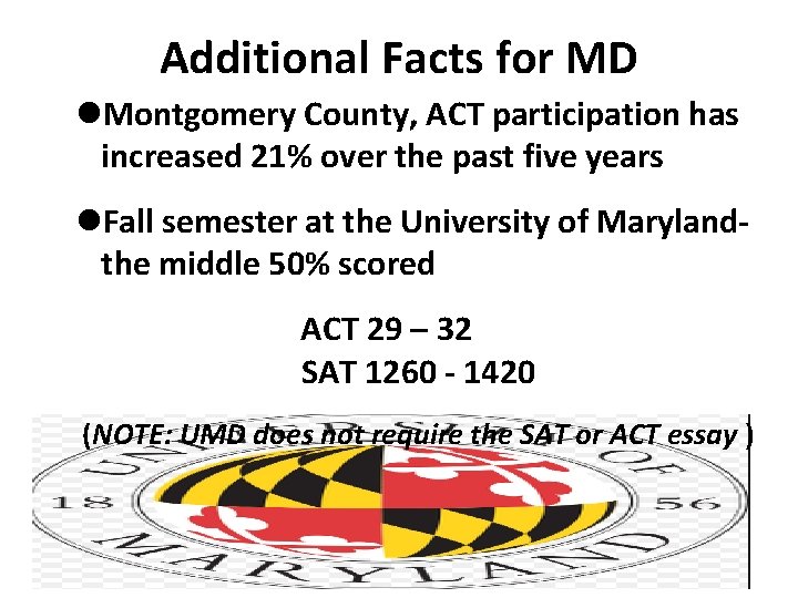 Additional Facts for MD Montgomery County, ACT participation has increased 21% over the past