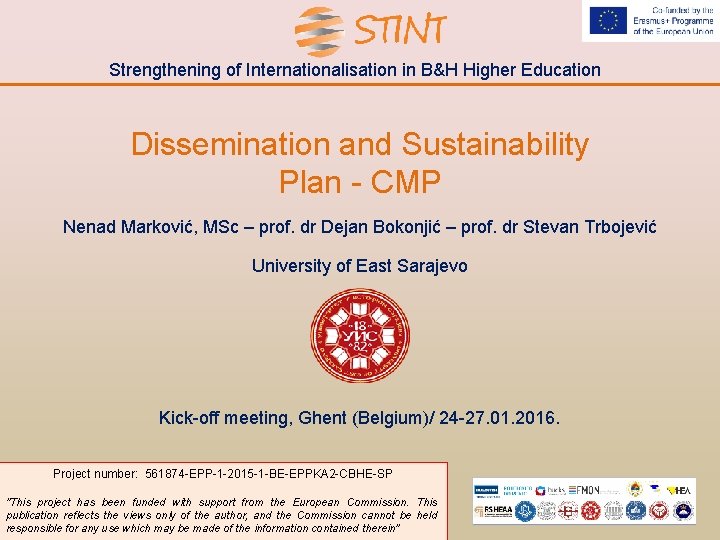 Strengthening of Internationalisation in B&H Higher Education Dissemination and Sustainability Plan - CMP Nenad