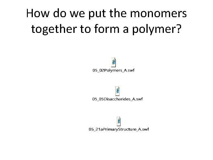 How do we put the monomers together to form a polymer? 