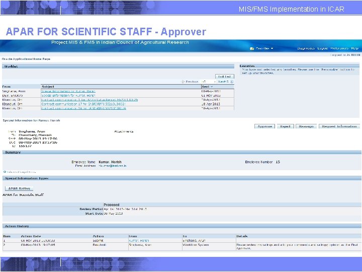 MIS/FMS Implementation in ICAR APAR FOR SCIENTIFIC STAFF - Approver MIS/FMS Implementation in ICAR APAR FOR SCIENTIFIC STAFF - Approver
