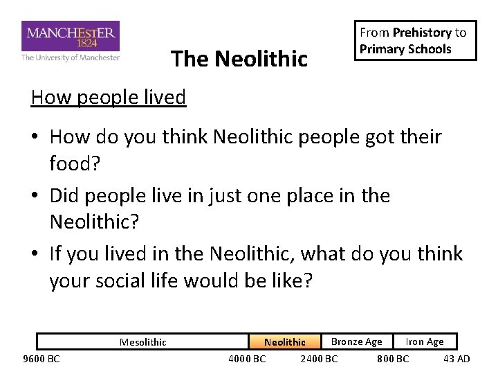 The Neolithic From Prehistory to Primary Schools How people lived • How do you The Neolithic From Prehistory to Primary Schools How people lived • How do you