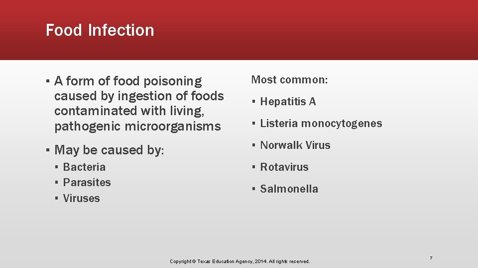 Food Infection ▪ A form of food poisoning caused by ingestion of foods contaminated