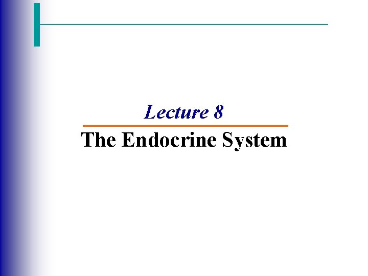 Lecture 8 The Endocrine System 