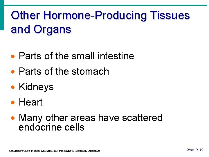 Other Hormone-Producing Tissues and Organs · Parts of the small intestine · Parts of