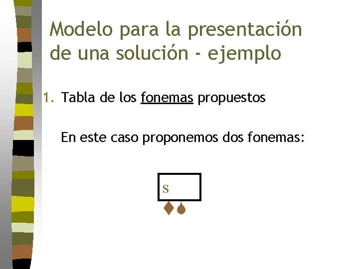 Modelo para la presentación de una solución - ejemplo 1. Tabla de los fonemas