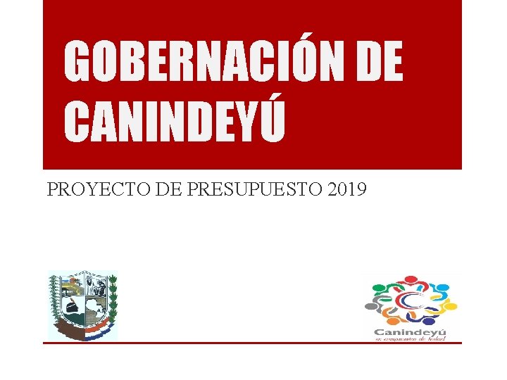 GOBERNACIÓN DE CANINDEYÚ PROYECTO DE PRESUPUESTO 2019 