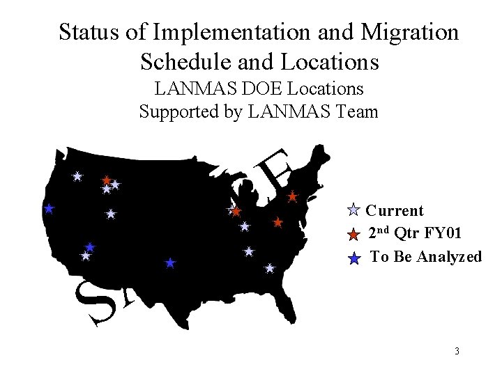 Status of Implementation and Migration Schedule and Locations LANMAS DOE Locations Supported by LANMAS