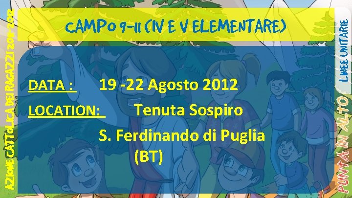 19 -22 Agosto 2012 LOCATION: Tenuta Sospiro S. Ferdinando di Puglia (BT) DATA :