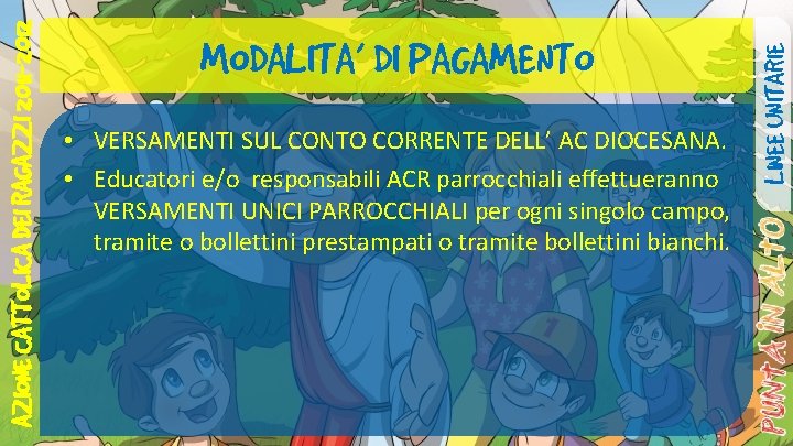  • VERSAMENTI SUL CONTO CORRENTE DELL’ AC DIOCESANA. • Educatori e/o responsabili ACR