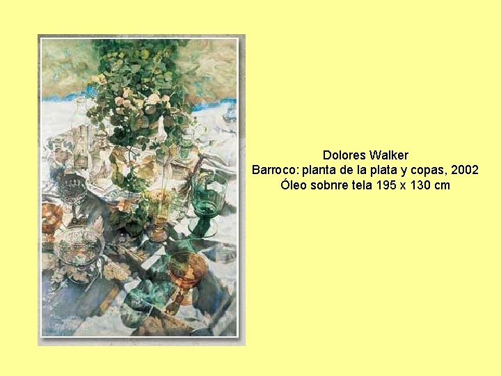 Dolores Walker Barroco: planta de la plata y copas, 2002 Óleo sobnre tela 195