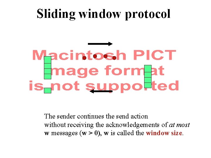 Sliding window protocol The sender continues the send action without receiving the acknowledgements of