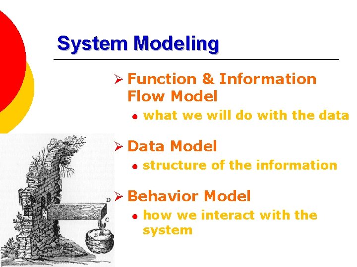 System Modeling Ø Function & Information Flow Model l what we will do with