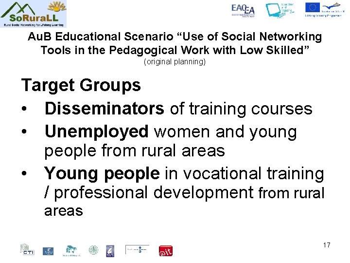 Au. B Educational Scenario “Use of Social Networking Tools in the Pedagogical Work with