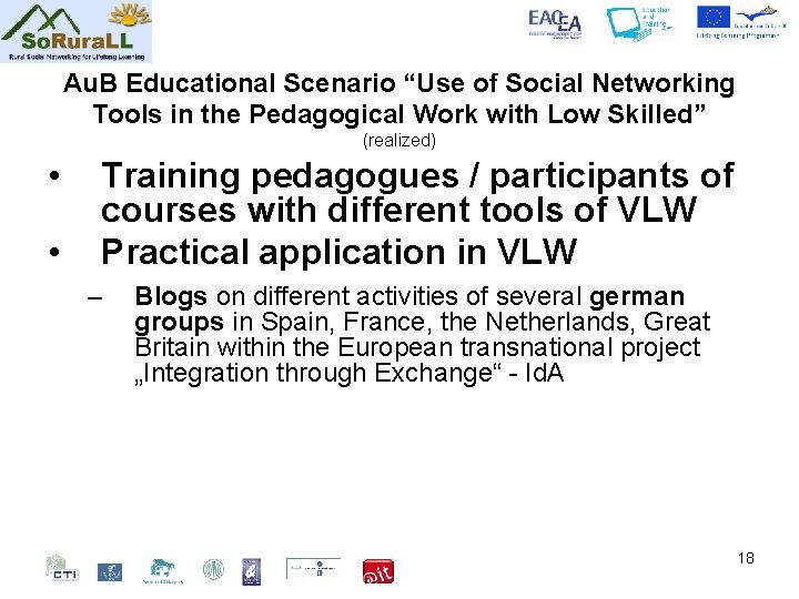 Au. B Educational Scenario “Use of Social Networking Tools in the Pedagogical Work with