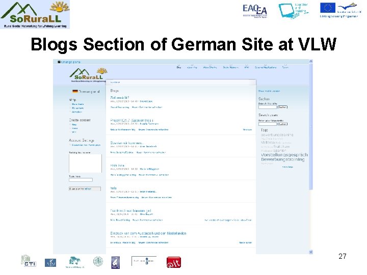 Blogs Section of German Site at VLW 27 
