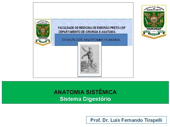 ANATOMIA SISTÊMICA Sistema Digestório Prof. Dr. Luís Fernando Tirapelli 