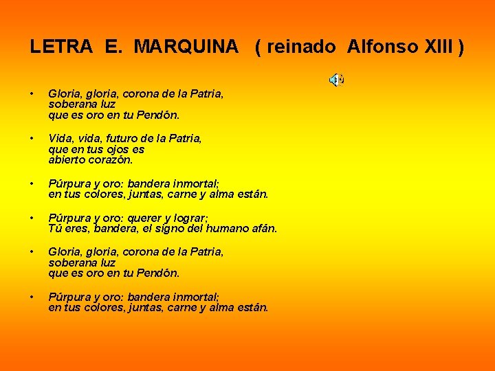 LETRA E. MARQUINA ( reinado Alfonso XIII ) • Gloria, gloria, corona de la LETRA E. MARQUINA ( reinado Alfonso XIII ) • Gloria, gloria, corona de la