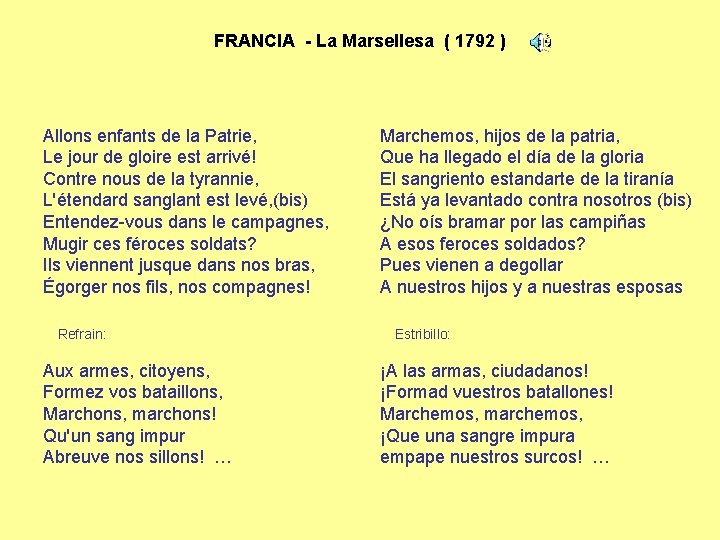 FRANCIA - La Marsellesa ( 1792 ) Allons enfants de la Patrie, Le jour FRANCIA - La Marsellesa ( 1792 ) Allons enfants de la Patrie, Le jour