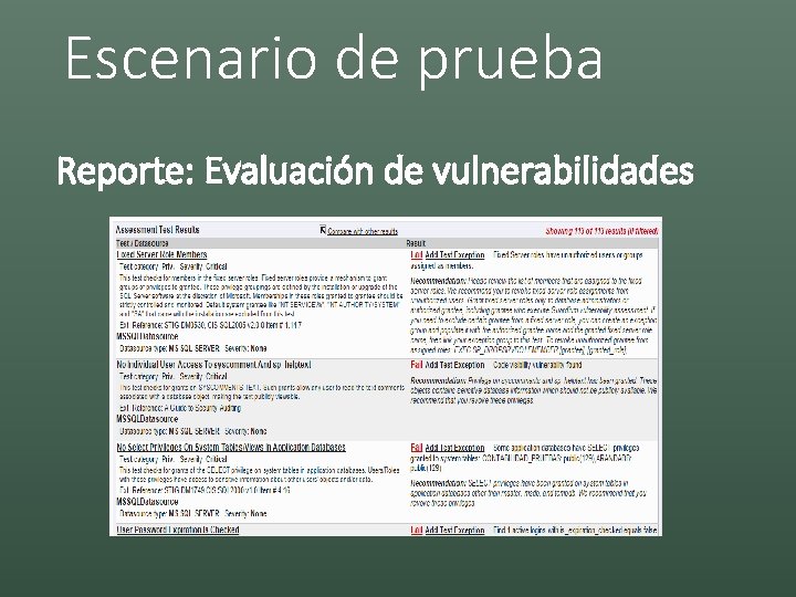 Escenario de prueba Reporte: Evaluación de vulnerabilidades 