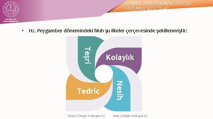 2. ÜNİTE /FIKIH İLMİNİN DOĞUŞU, GELİŞMESİ VE İÇTİHAT • Hz. Peygamber dönemindeki fıkıh şu