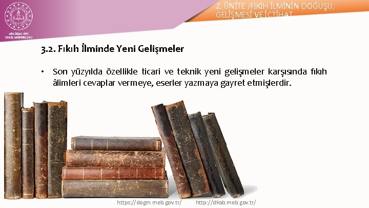 2. ÜNİTE /FIKIH İLMİNİN DOĞUŞU, GELİŞMESİ VE İÇTİHAT 3. 2. Fıkıh İlminde Yeni Gelişmeler