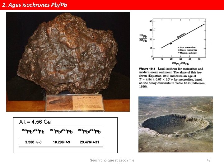 2. Ages isochrones Pb/Pb Géochronologie et géochimie 42 