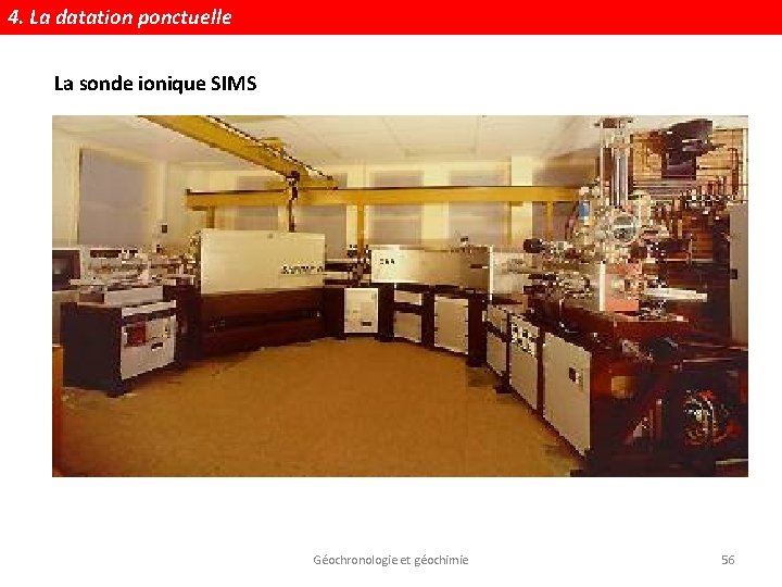 4. La datation ponctuelle La sonde ionique SIMS Géochronologie et géochimie 56 