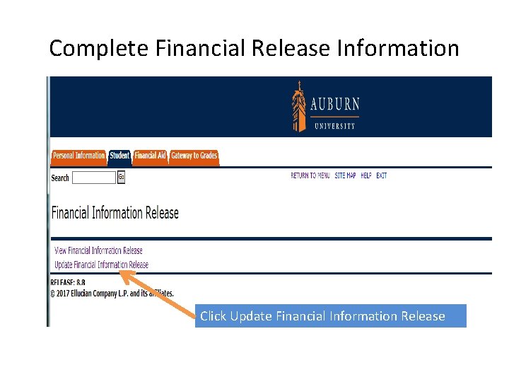 Complete Financial Release Information Click Update Financial Information Release 