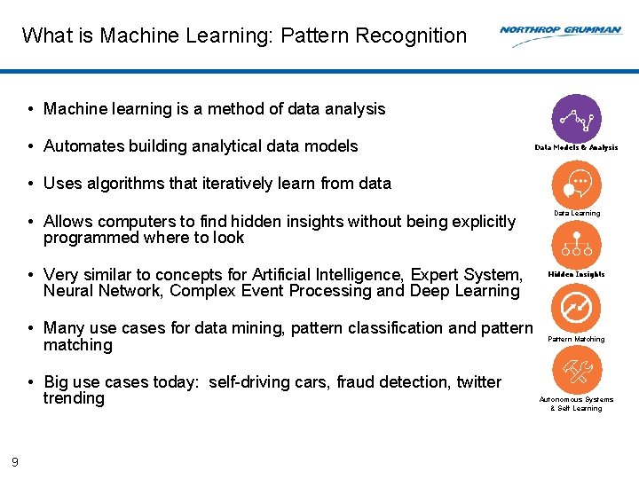 What is Machine Learning: Pattern Recognition • Machine learning is a method of data