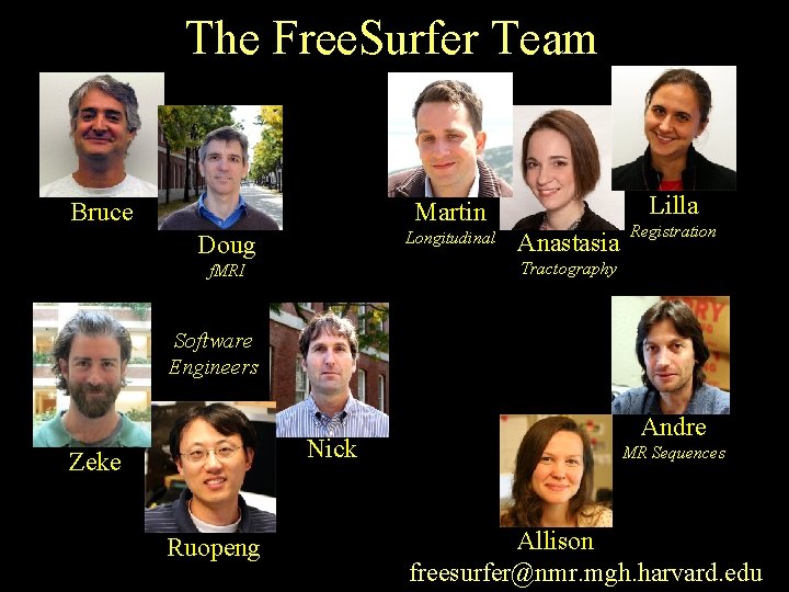 The Free. Surfer Team Bruce Lilla Martin Longitudinal Doug Anastasia Registration Tractography f. MRI