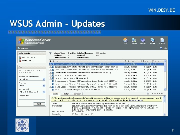 WIN. DESY. DE WSUS Admin - Updates 11 